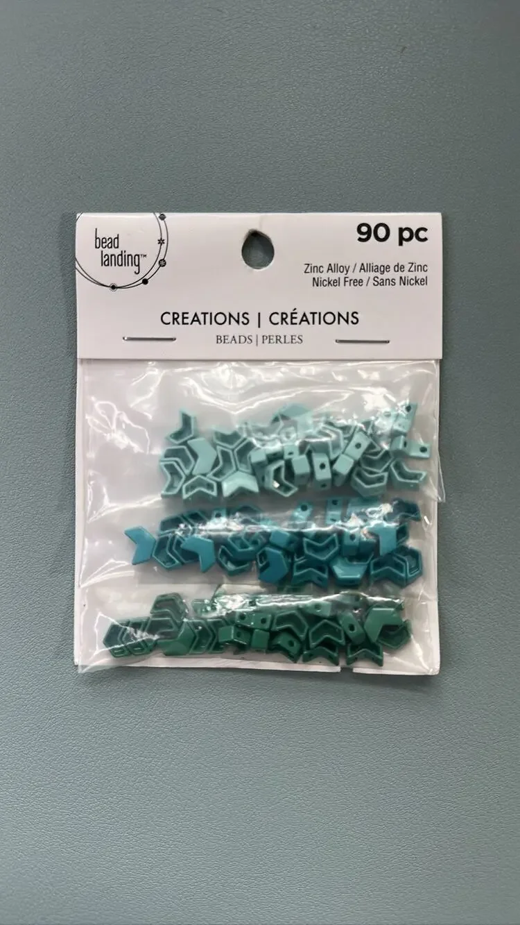 Bead Landing Creations Chevron Beads 90 pc Green Sage Teal Forest